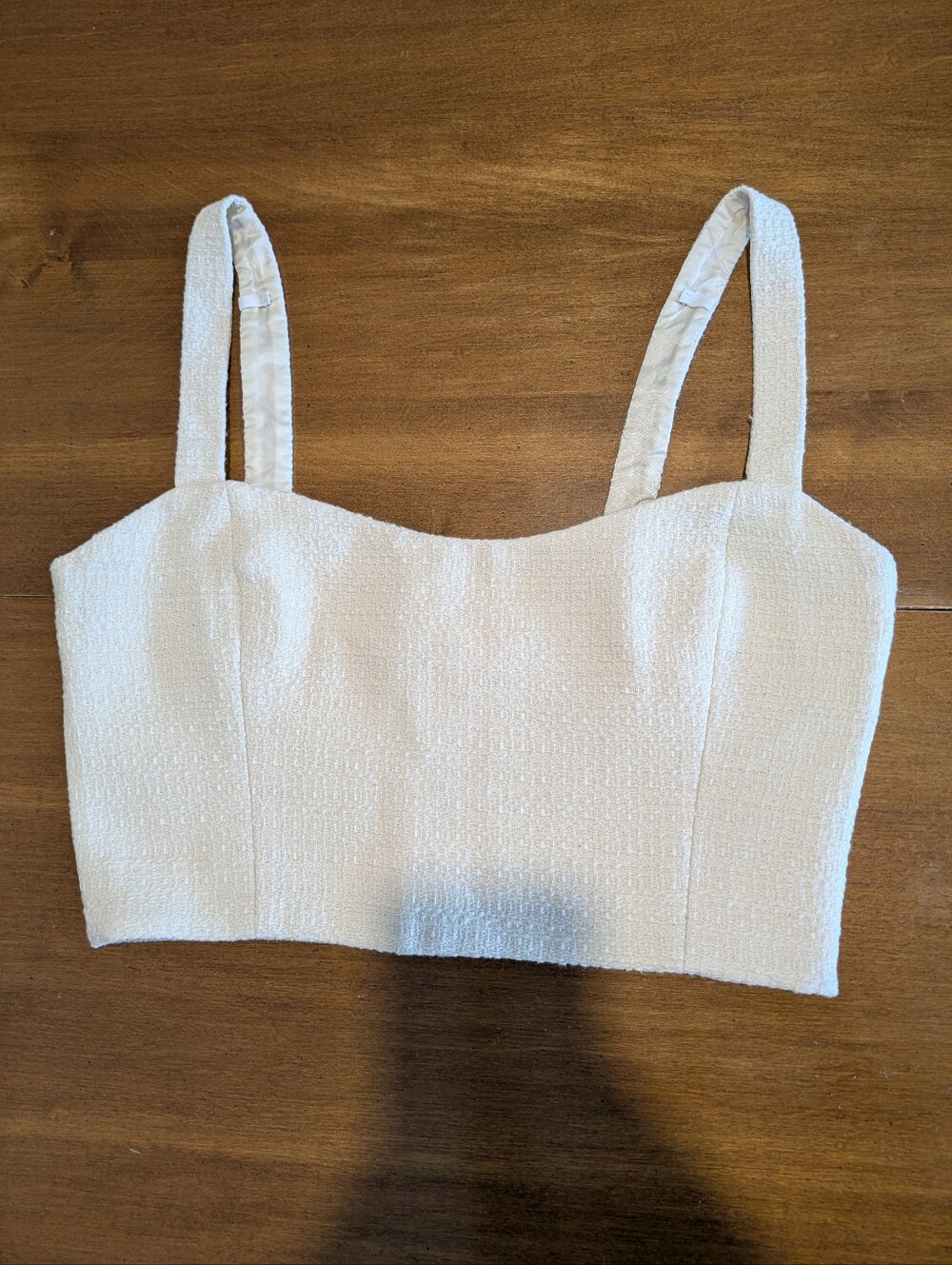 Aritzia White Textured Crop Top with Straps